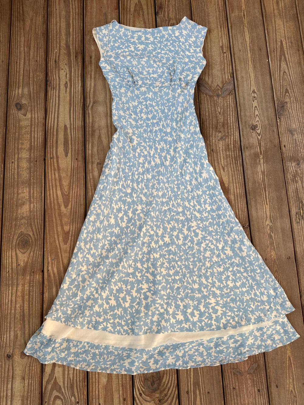 J.G. Hook 100% Silk Blue Floral Maxi Dress Y2K Size 4